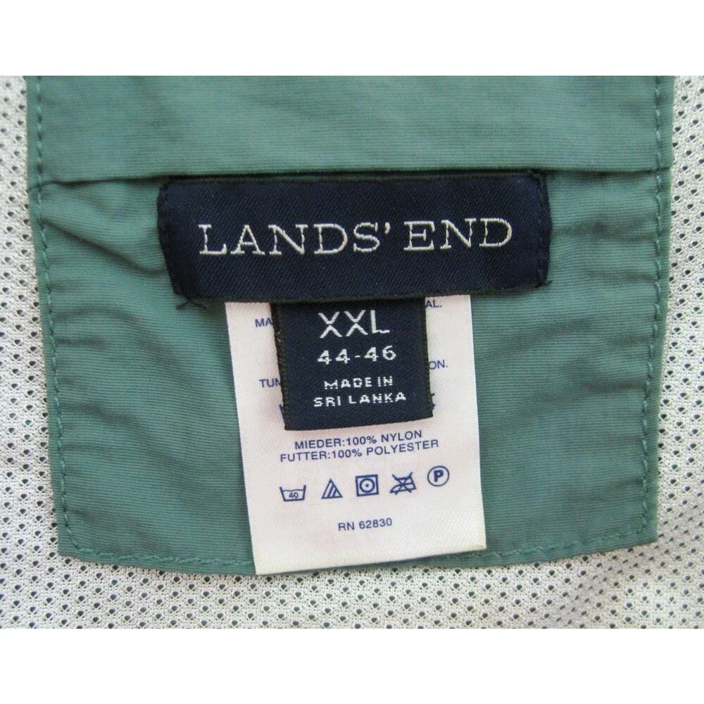 Lands' End Cargo Hiking Shorts Mens Size 2XL 44-46 Green 6 Pockets Belted Lined